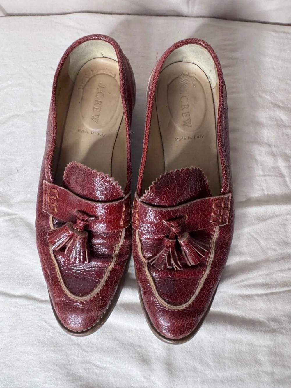 Red Burgundy Leather J. Crew Loafets